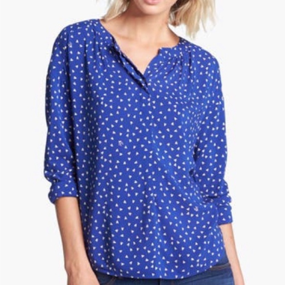 Juicy Couture Arrow Heart Print Blouse Blue,Size‎ M